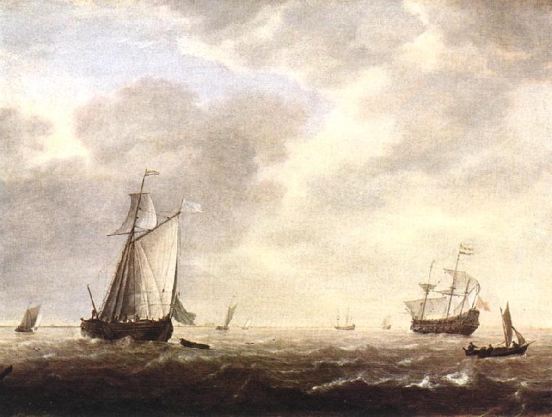 VLIEGER, Simon de A Dutch Man-of-war and Various Vessels in a Breeze r oil painting image